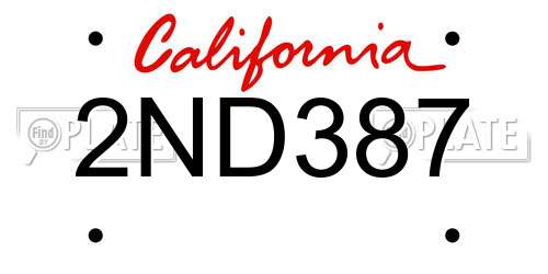 2ND387 California License Plate