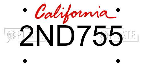 2ND755 California License Plate
