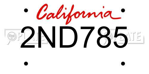 2ND785 California License Plate