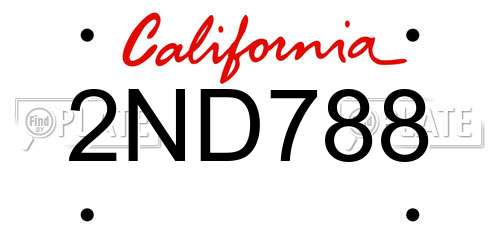 2ND788 California License Plate