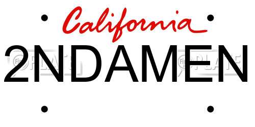 2NDAMEN California License Plate