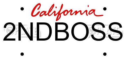 2NDBOSS California License Plate