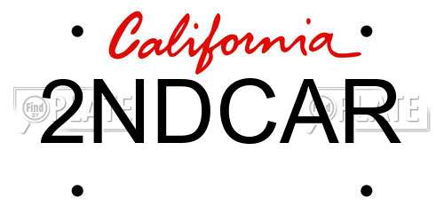 2NDCAR California License Plate