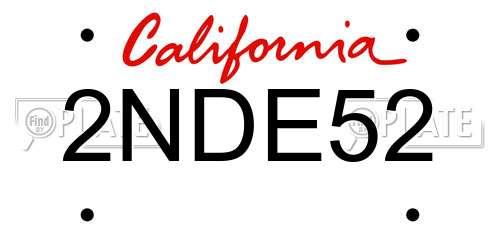 2NDE52 California License Plate
