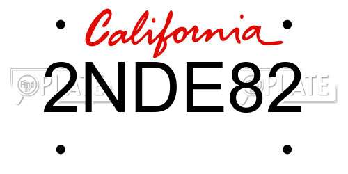 2NDE82 California License Plate