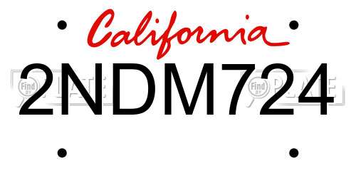 2NDM724 California License Plate