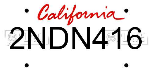 2NDN416 California License Plate