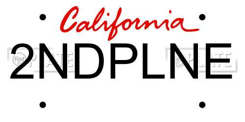 2NDPLNE California License Plate