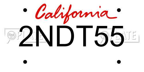 2NDT55 California License Plate