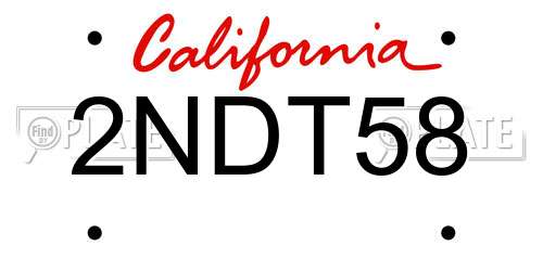 2NDT58 California License Plate