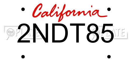 2NDT85 California License Plate