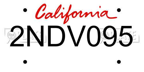 2NDV095 California License Plate