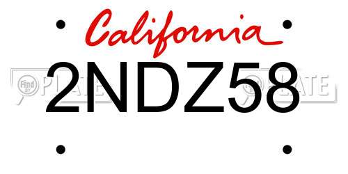 2NDZ58 California License Plate