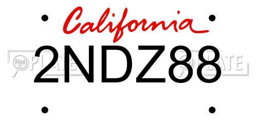 2NDZ88 California License Plate