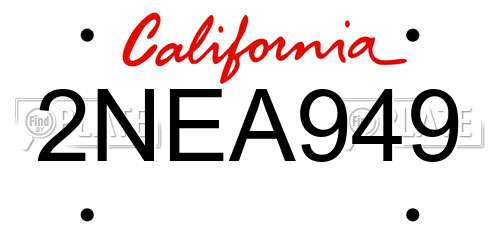 2NEA949 California License Plate