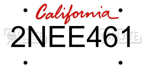 2NEE461 California License Plate