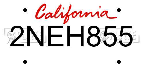2NEH855 California License Plate