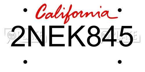 2NEK845 California License Plate