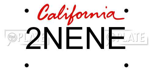 2NENE California License Plate