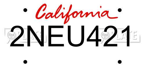 2NEU421 California License Plate