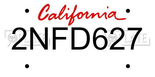 2NFD627 California License Plate