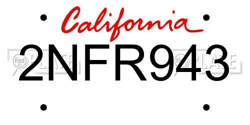 2NFR943 California License Plate