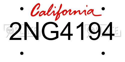 2NG4194 California License Plate