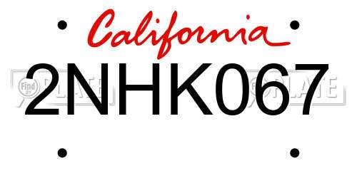 2NHK067 California License Plate