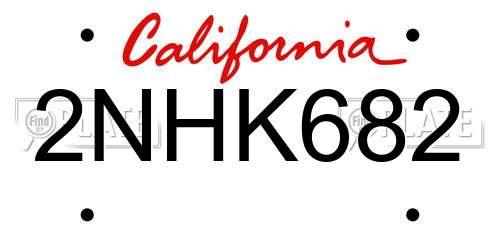 2NHK682 California License Plate