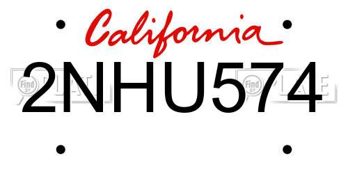 2NHU574 California License Plate