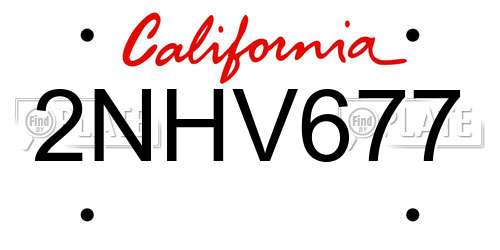 2NHV677 California License Plate