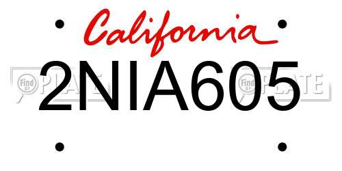 2NIA605 California License Plate