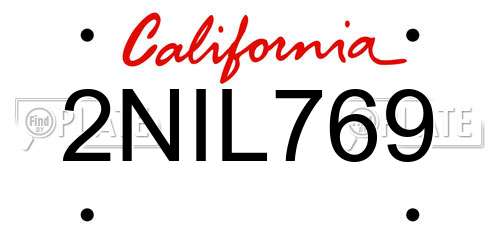 2NIL769 California License Plate