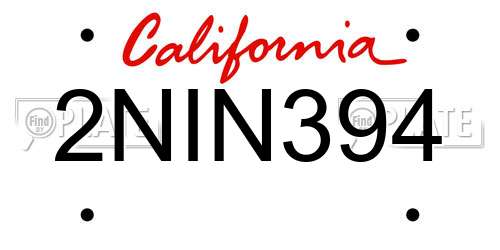 2NIN394 California License Plate