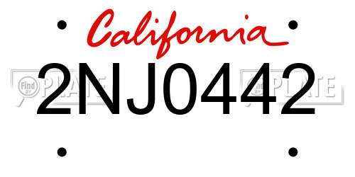 2NJ0442 California License Plate