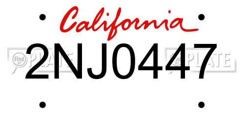 2NJ0447 California License Plate