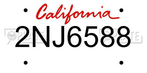 2NJ6588 California License Plate