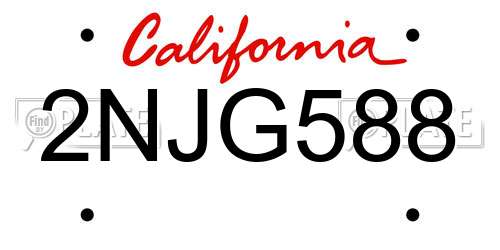 2NJG588 California License Plate