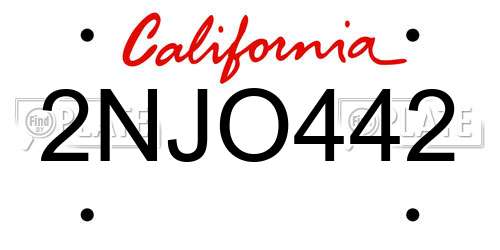2NJO442 California License Plate