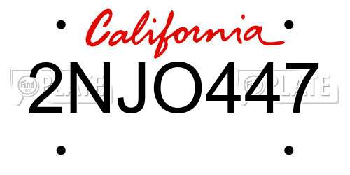 2NJO447 California License Plate