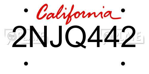 2NJQ442 California License Plate