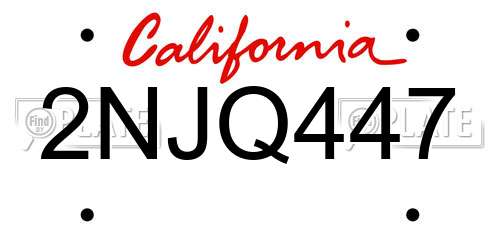 2NJQ447 California License Plate