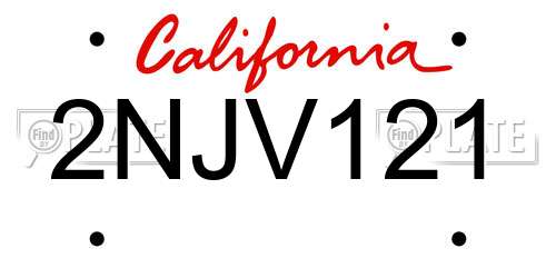 2NJV121 California License Plate
