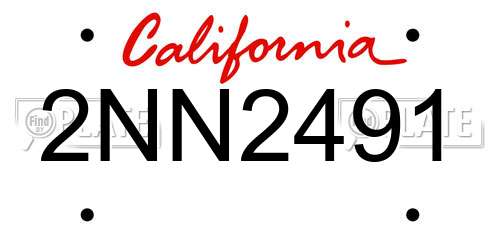 2NN2491 California License Plate