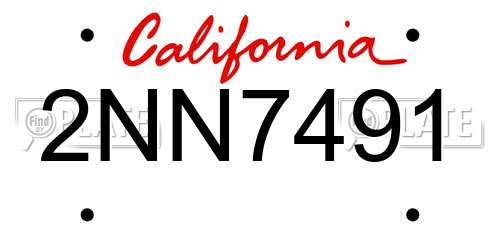 2NN7491 California License Plate