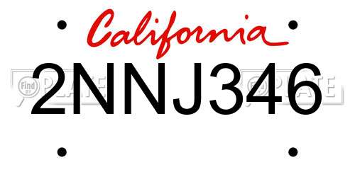 2NNJ346 California License Plate