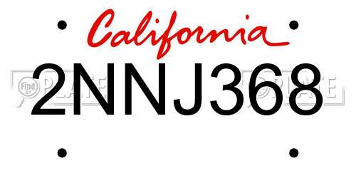2NNJ368 California License Plate