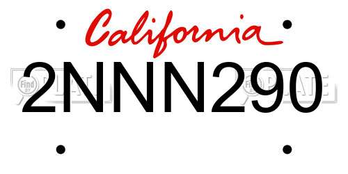 2NNN290 California License Plate
