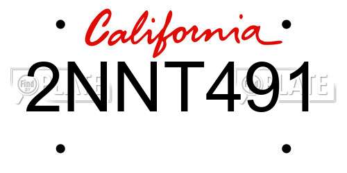 2NNT491 California License Plate
