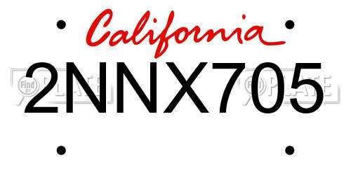2NNX705 California License Plate